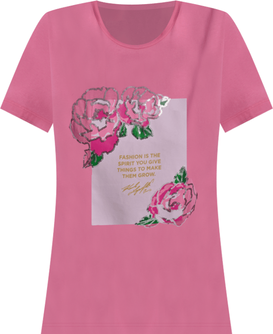 Women's Rose Print Crew Neck T-Shirt