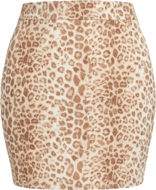 Plus Size Cheetah Elastic Waist Pencil Skirt
