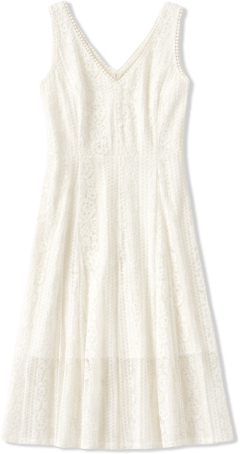 Women's V-Neck Floral Lace Midi Dress