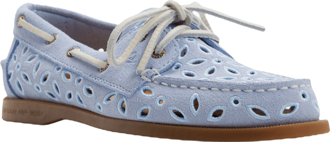 Women's Authentic Embroidered Perforated Round Toe Boat Shoes
