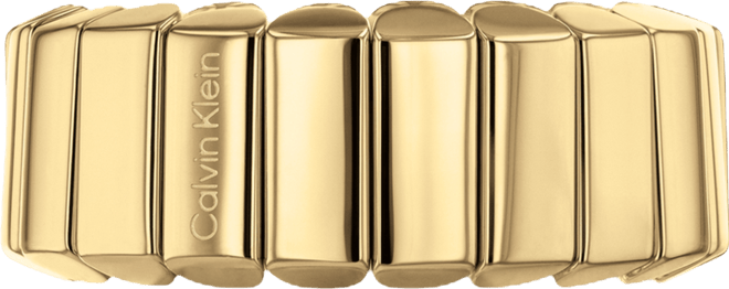 Women's Modern Repetition Gold Tone Stainless Steel Ring