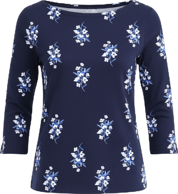 Petite Relaxed Fit Long-Sleeve Boat Neck Knit Top