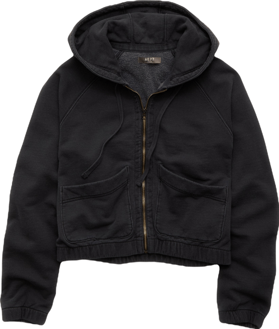 AE77 Cropped Zip-Up Hoodie | American Eagle