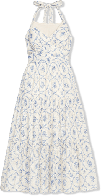 Trixxi Womens Juniors Midi Halter Neck Floral A-Line Dress, Color: White  Blue Floral - JCPenney