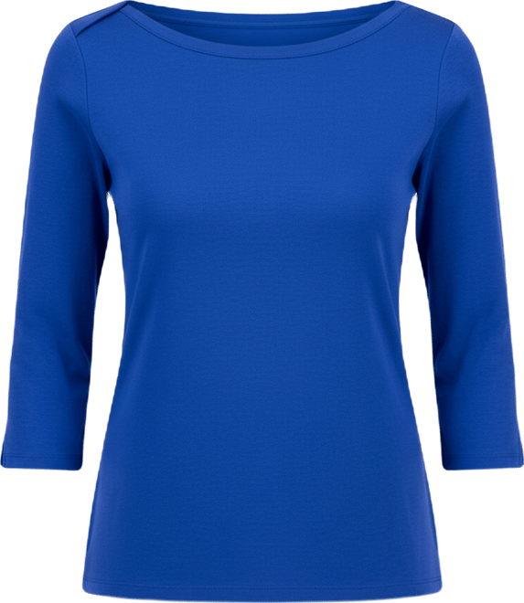 Women's Petite Pima Cotton 3/4-Sleeve Boat-Neck Top, Created for Macy's