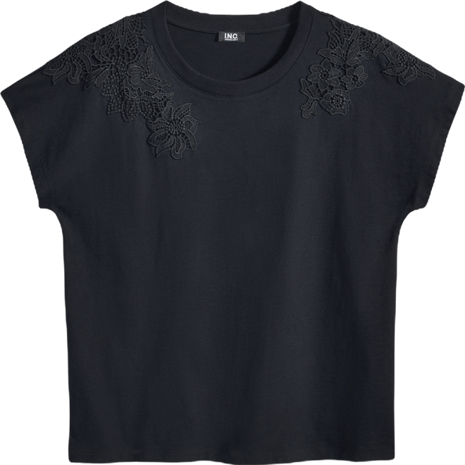 Women's Lace-Trim Cotton T-Shirt, Macy's Exclusive