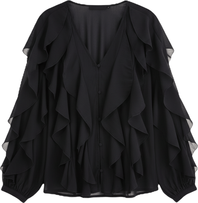Women's Long-Sleeve Ruffled Blouse, Macy's Exclusive