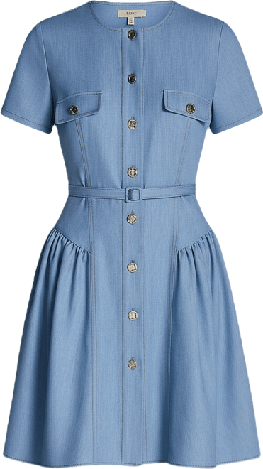 bcbgeneration denim dress BCBGeneration M SLEEVELESS BLUE DENIM Chambray DRESS 100% COTTON Jumper