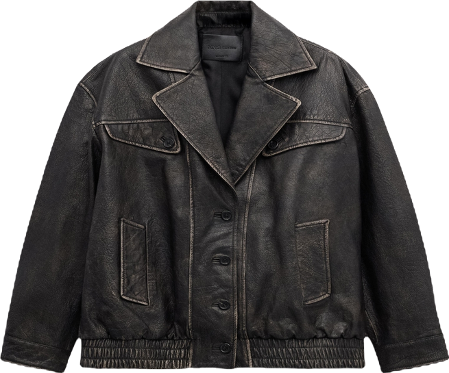 Women's Leather Oversized Buttoned Jacket