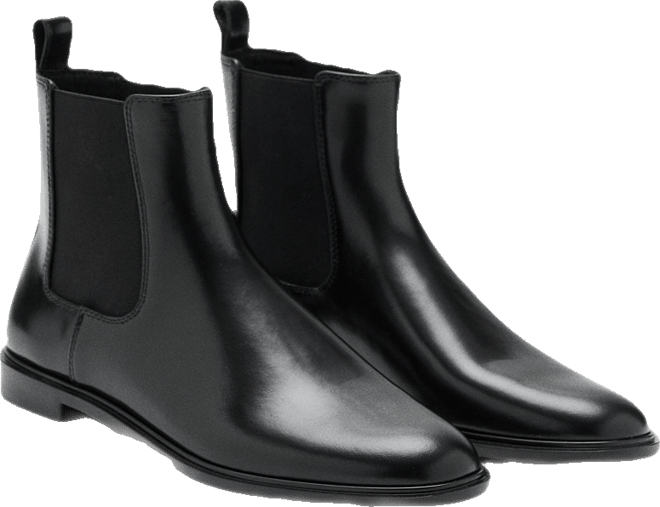 Women's Elastic Panels Leather Ankle Boots