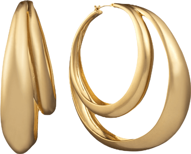 Gold-Tone Molten 2-Row Hoop Earrings