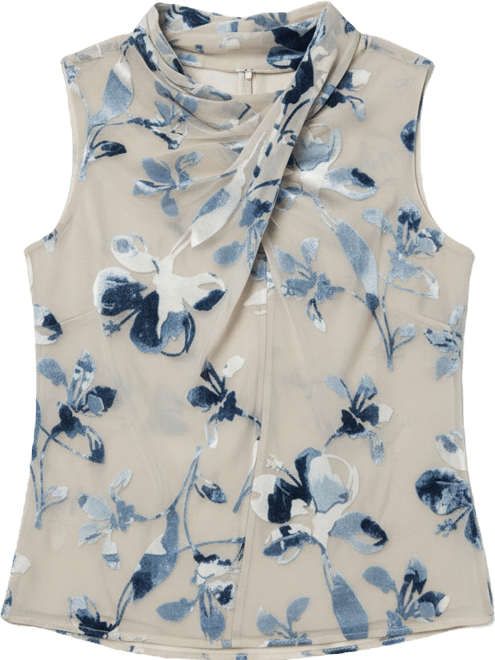 Petite Flocked Floral Top