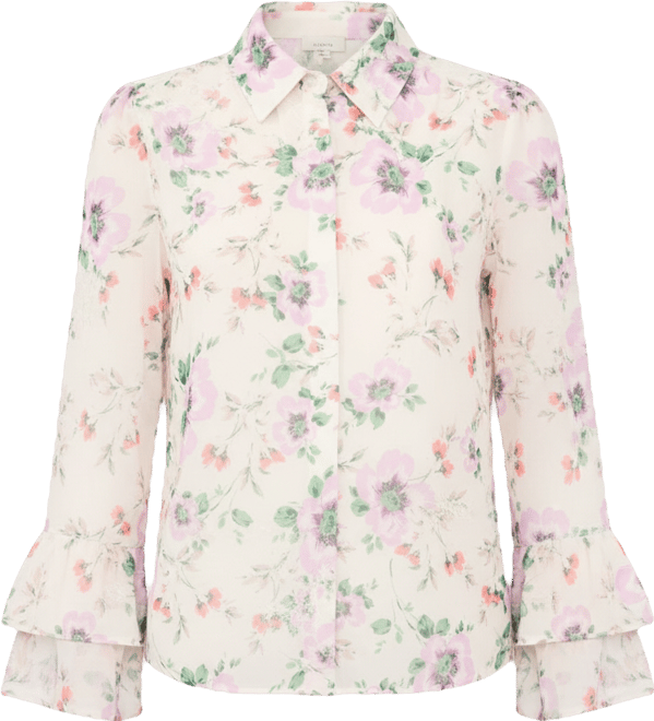 Women's Printed Collared Long-Sleeve Shirt