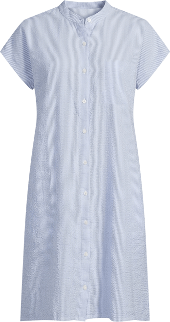 eileen fisher puckered linen dress EILEEN FISHER Puckered Organic-Linen Striped Dress