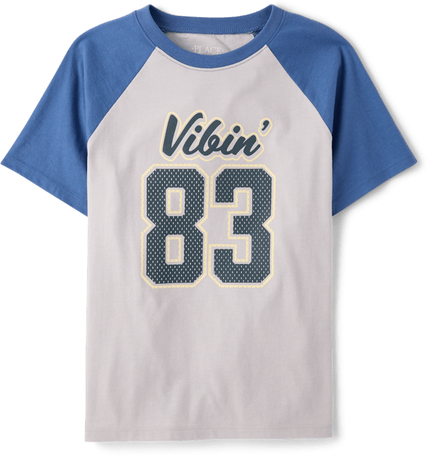 Boys Short Sleeve Vibin' 83 Graphic Raglan Tee - BLUE | The