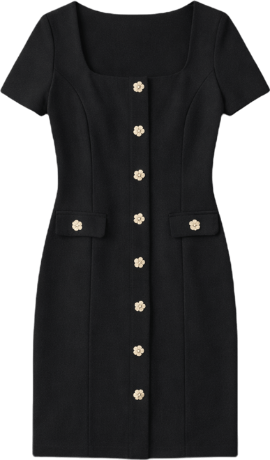 Women's Flower Button Sheath Dress