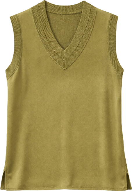 Women's Mixed Media V-Neck Sleeveless Sweater