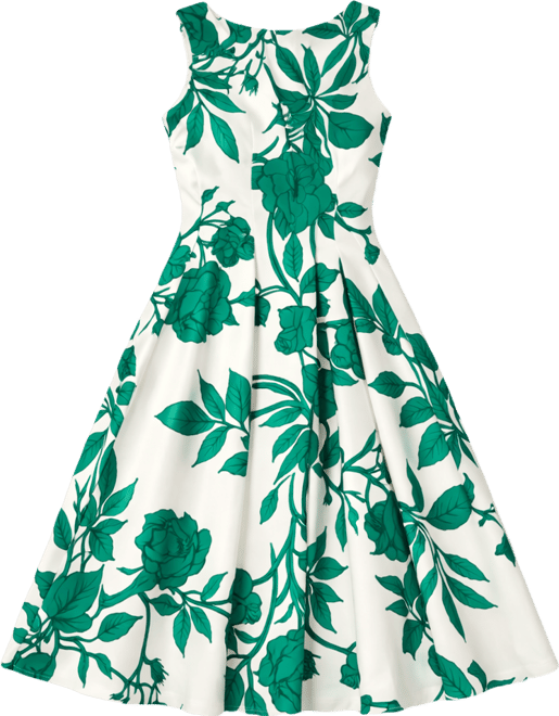 Women's Boat Neck Tea Length Gown