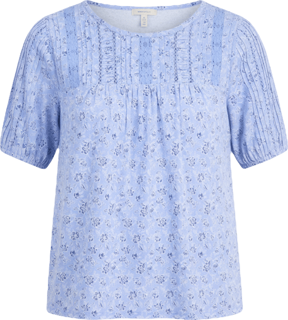 Women's Printed Lace-Trim Knit Top, Macy's Exclusive