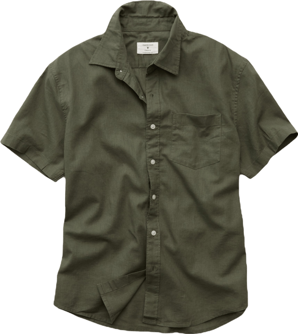 olive green dress shirt Olive Brushed Cotton Twill Two-Pocket Camp Collar Work Shirt – Drakes US main image 1