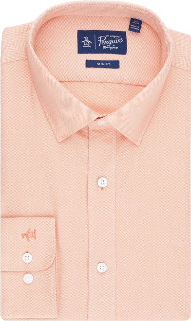 peach mens dress shirt Steven Land Check Classic Fit 100% Cotton French Cuff  The Suit Depot sleeved peach dress shirt Penguin Men's Pederson Spread Collar