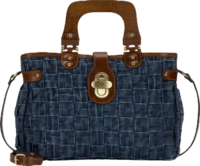 Patricia Nash Sancia Large Woven Washed Denim Satchel Bag - Macy's