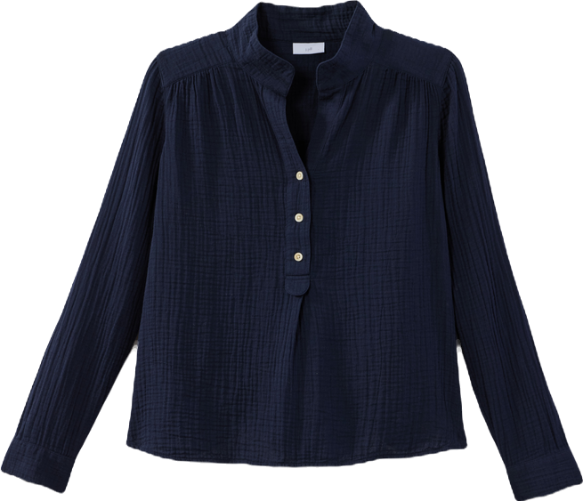 COTTON-GAUZE HENLEY POPOVER | JJill