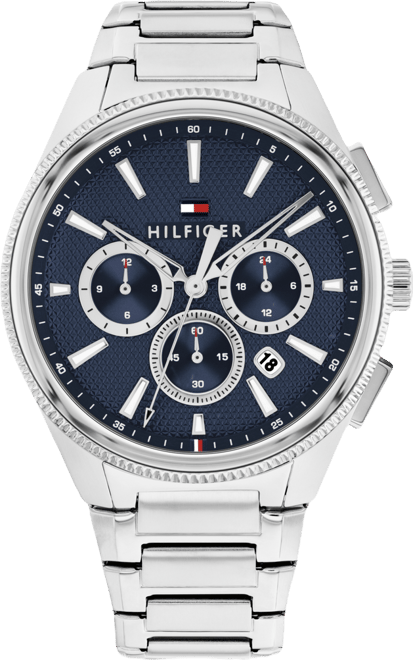 Men's Multifunction Silver Tone Stainless Steel Bracelet Watch, 43mm