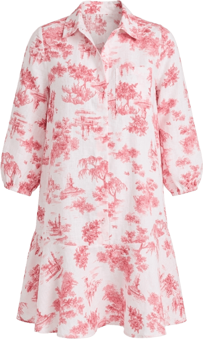 Women's 100% Linen Flounce Shirtdress, Created for Macy's