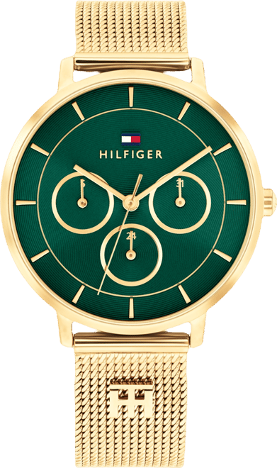 Women's Multifunction Gold Tone Stainless Steel Mesh Bracelet Watch, 36mm