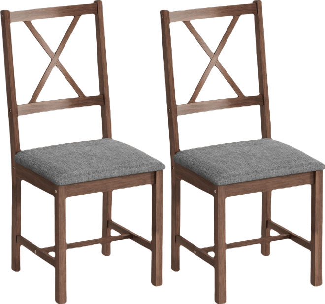 Farmhouse Wooden Dining Chairs Set of Fabric Kitchen Chairs