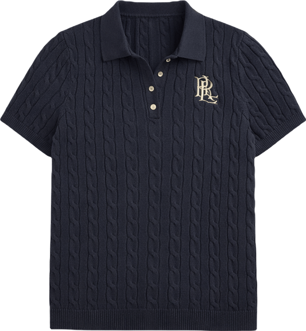 Plus Size Cable-Knit Polo Shirt