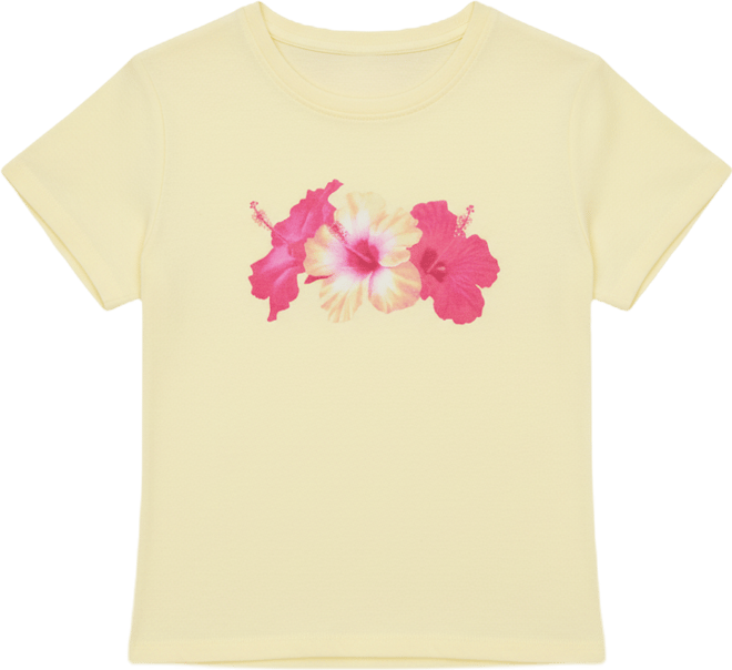 Juniors' Hibiscus Graphic T-Shirt
