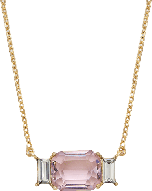 Gold-Tone Boxed Blue Stone Pendant Necklace