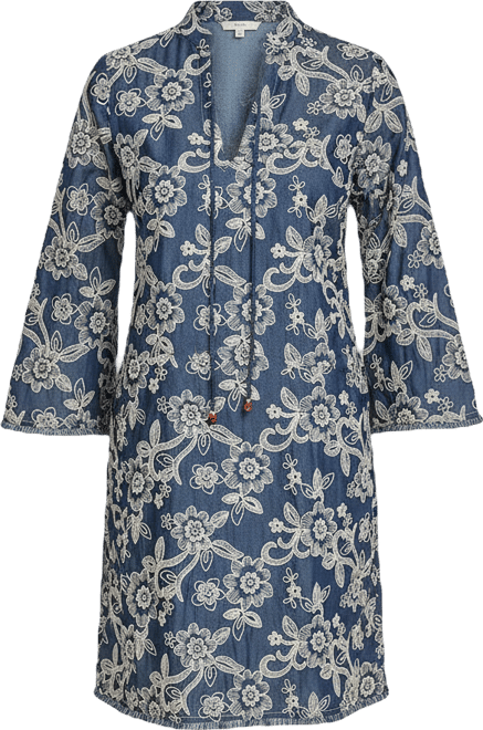 eliza j denim dress KUT from the Kloth Eliza-Rolled Up Sleeve Tab with Front Opening Dress : XL