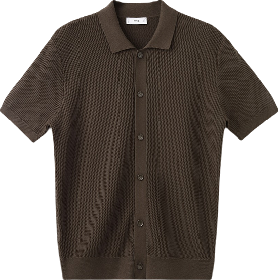 Men's Cotton Structured Knit Buttons Polo Shirt