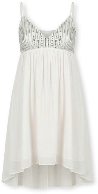 Forever 21 Women's Juniors V Neck Sleeveless Babydoll Dress | White | Juniors Small | Dresses Babydoll Dresses