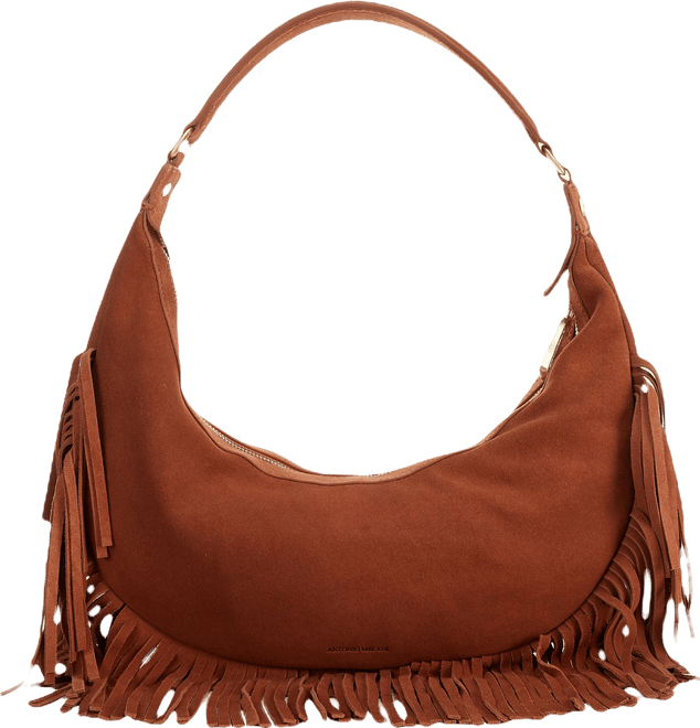 Antonio Melani Sanda Suede Fringe Cresent Hobo Shoulder Bag
