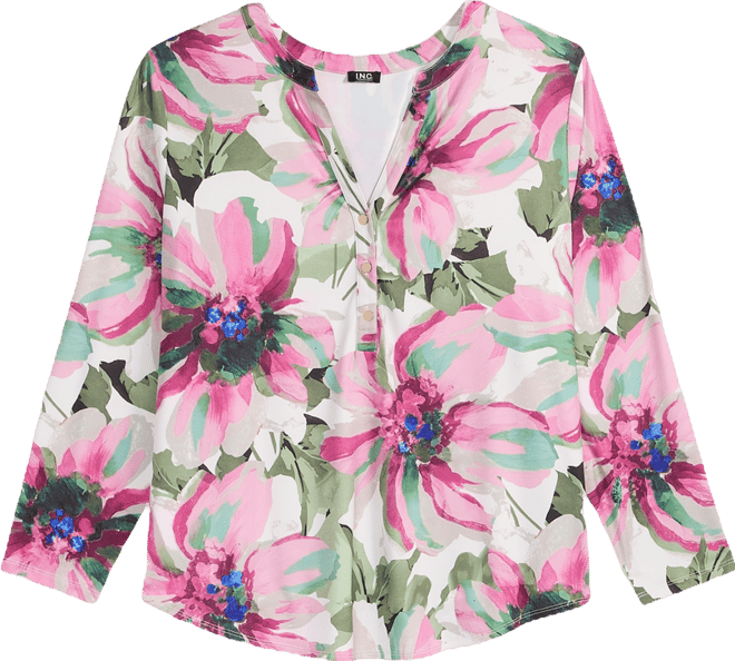 Plus Size Split-Neck Top, Macy's Exclusive