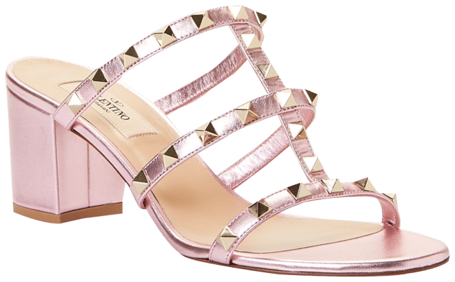 valentino rockstud sandals block heel