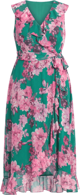 women's london times ruffled chiffon maxi dress Amazon.com: London Times Women's Dresses Chiffon Faux Wrap Ruffle Maxi Dress  Guest of Wedding, Sunrise Floral