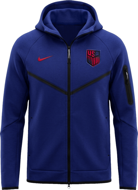 Selección nacional de fútbol masculino de Estados Unidos Tech Fleece Windrunner Sudadera con gorro de fútbol Nike de cierre completo para hombre