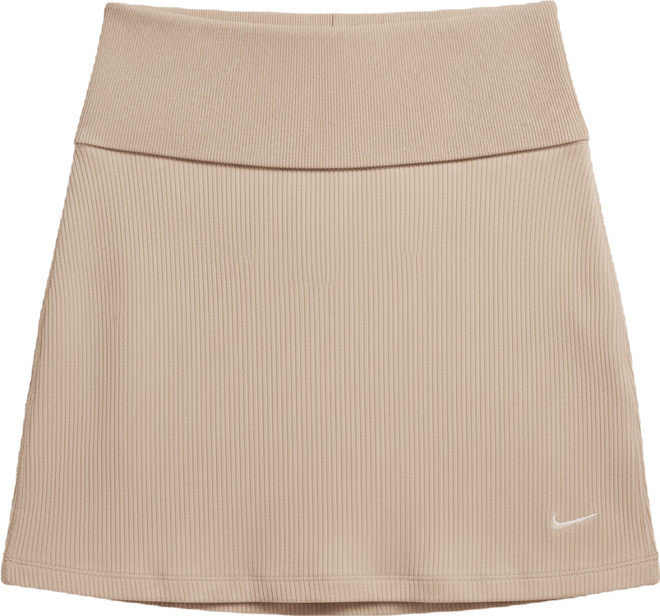 Nike Sportswear Chill Knit Skort a vita media aderente a costine – Donna