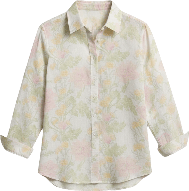 Classic Fit Linen Floral Shirt