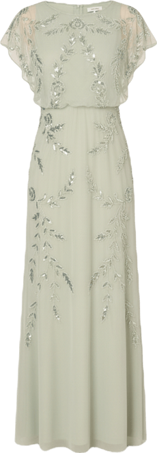 beaded chiffon blouson dress in mist by adrianna papell Beaded Striking Fit-and-Flare Dress main image 0