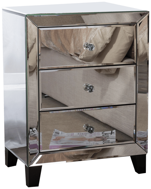 Baxton Studio Mirrored 3 Drawer Nightstand