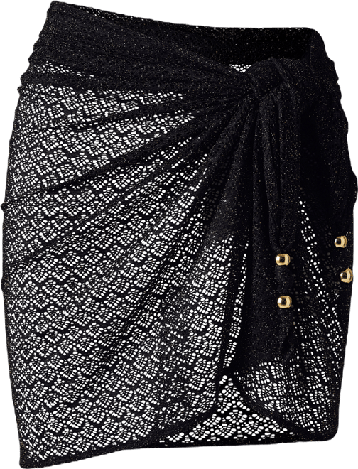 Swim Sense Metallic Crochet Short Pareo Black | Boston Proper