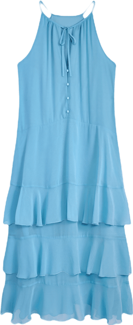 macy's chiffon maxi dress Dessy Collection Sleeveless Draped Chiffon Maxi Dress with Front Slit