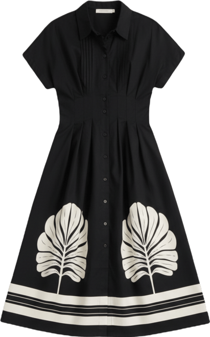 stone tie cuff detail pleated shirt dress DIOMI Amelia Cotton Dress