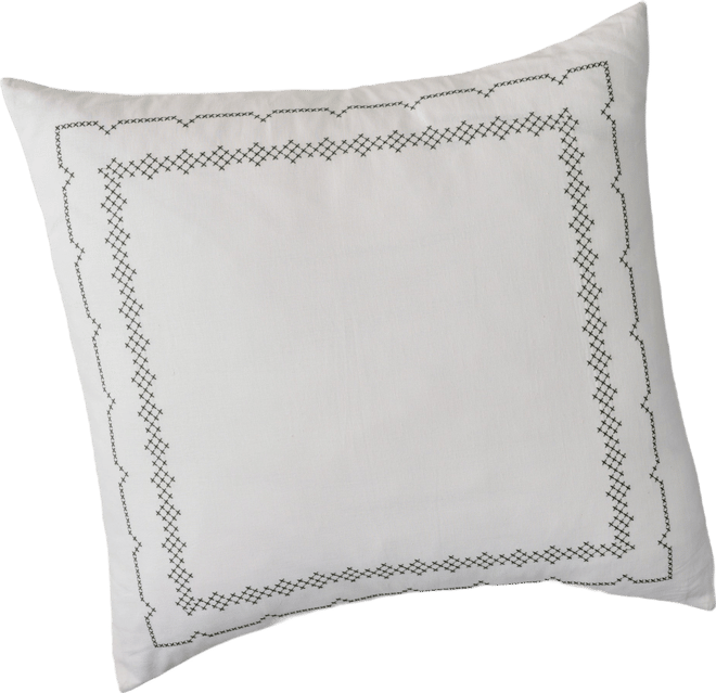 Daphne Green Cross-Stitch Sham – Magnolia